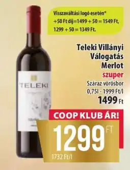 Coop Teleki Villányi Válogatás Merlot ajánlat