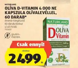 ALDI NATURLAND OLÍVA D-VITAMIN 4 000 NE KAPSZULA OLÍVALEVÉLLEL, 60 DARAB ajánlat