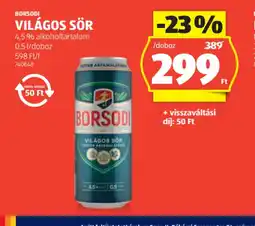 ALDI Borsodi Világos Sör ajánlat