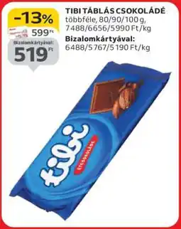 Auchan TIBI Táblás csokoládé ajánlat