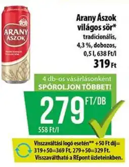 Coop Arany Ászok Világos sör ajánlat