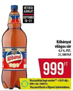 Coop KŐBÁNYAI Világos sör ajánlat