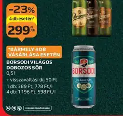 Auchan Borsodi Világos Dobozos Sör ajánlat