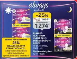 Auchan ALWAYS PLATINUM NIGHT PLUS EGÉSZSÉGÜGYI BETÉT ajánlat