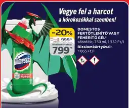 Auchan DOMESTOS FERTŐTLENÍTŐ VAGY FEHÉRÍTŐ GÉL ajánlat