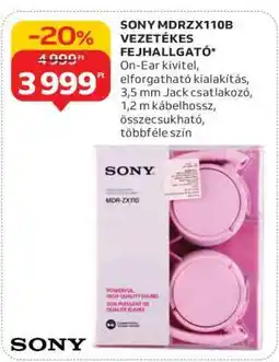 Auchan SONY MDRZX110B VEZETÉKES FEJHALLGATÓ ajánlat