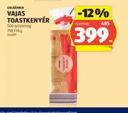 ALDI Goldähren Vajas Toastkenyér ajánlat