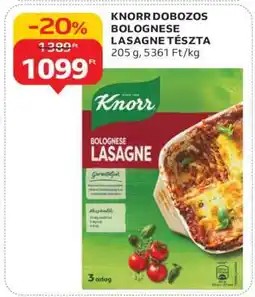 Auchan KNORR DOBOZOS BOLOGNESE LASAGNE TÉSZTA ajánlat