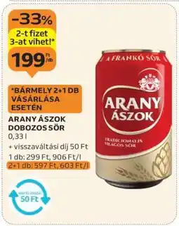 Auchan Arany Ászok Dobozos Sör ajánlat