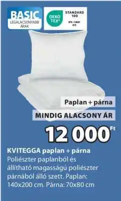 JYSK KVITEGGA paplan + párna ajánlat
