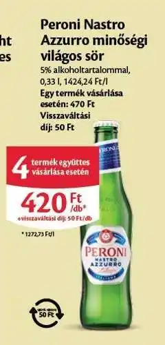 EcoFamily Peroni Nastro Azzurro minőségi világos sör ajánlat
