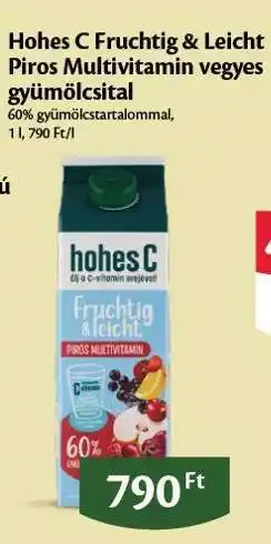 EcoFamily Hohes C Fruchtig & Leicht Piros Multivitamin vegyes gyümölcsital ajánlat