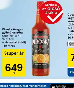 Tesco Piroska üveges gyümölcsszörp ajánlat