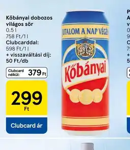 Tesco Kőbányai dobozos világos sör ajánlat