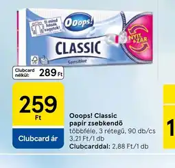 Tesco Ooops! Classic papír zsebkendő ajánlat