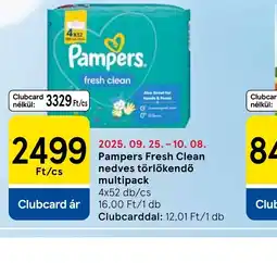 Tesco Pampers Fresh Clean nedves törlőkendő ajánlat