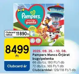 Tesco Pampers Mancs Őrjárat bugyipelenka ajánlat