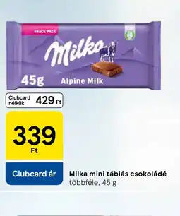 Tesco Milka mini táblás csokoládé ajánlat