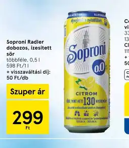 Tesco Soproni Radler dobozos, ízesített sör ajánlat