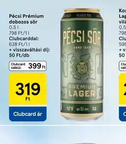 Tesco Pécsi Prémium dobozos sör ajánlat