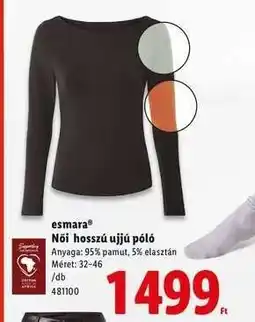 Lidl ESMARA Női hosszú ujjú póló ajánlat