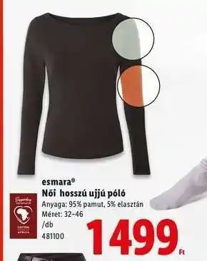 Lidl ESMARA Női hosszú ujjú póló ajánlat