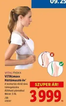 Lidl VITALmaxx Háttámasztó öv ajánlat