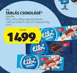 ALDI TIBI Táblás csokoládé ajánlat