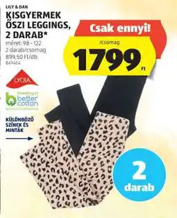 ALDI Lily & Dan Kisgyermek Őszi Leggings, 2 Darab ajánlat