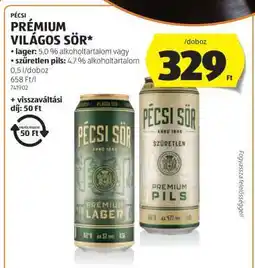 ALDI Pécsi Prémium Világos Sör ajánlat