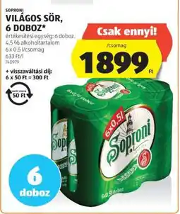 ALDI Soproni Világos Sör, 6 Doboz ajánlat