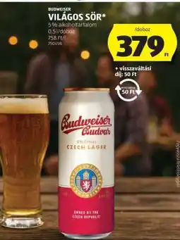 ALDI Budweiser Világos Sör ajánlat