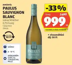 ALDI PAULUS SAUVIGNON BLANC ajánlat