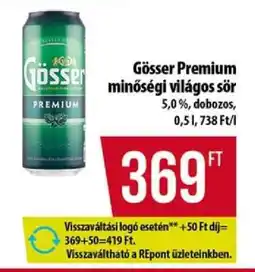 Coop Gösser Premium minőségi világos sör ajánlat