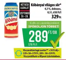 Coop KŐBÁNYAI Világos sör ajánlat
