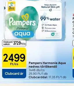 Tesco Pampers Harmonie Aqua nedves törlőkendő ajánlat