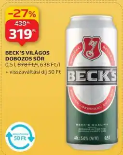 Auchan Beck's Világos Dobozos Sör ajánlat