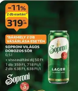 Auchan Soproni Világos Dobozos Sör ajánlat