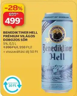 Auchan BENEDIKTINER HELL PRÉMIUM VILÁGOS DOBOZOS SÖR ajánlat