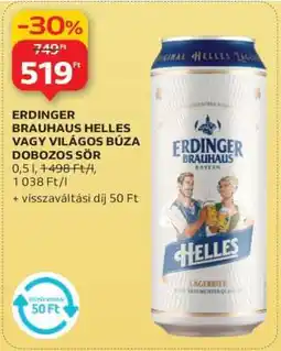 Auchan ERDINGER BRAUHAUS HELLES VAGY VILÁGOS BÚZA DOBOZOS SÖR ajánlat