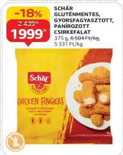 Auchan SCHÄR GLUTÉNMENTES, GYORSFAGYASZTOTT, PANÍROZOTT CSIRKEFALAT ajánlat