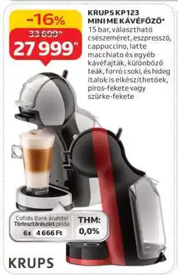 Auchan KRUPS KP123 MINI ME KÁVÉFŐZŐ ajánlat