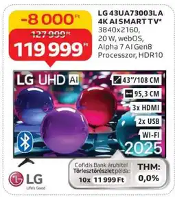 Auchan LG 43UA73003LA 4K AI SMART TV ajánlat