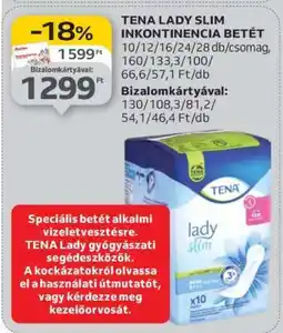 Auchan TENA Lady Slim Inkontinencia Betét ajánlat