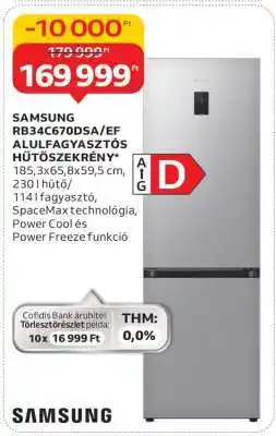 Auchan Samsung RB34C670DSA/EF Alulfagyasztós Hűtőszekrény ajánlat