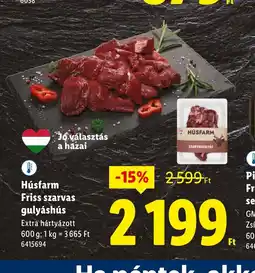 Lidl Húsfarm Friss szarvas gulyáshús ajánlat