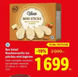 Lidl Bon Gelati Bourbonvanília-ízű pálcikás mini jégkrém ajánlat