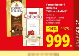 Lidl Ferrero Rocher / Raffaello Táblás csokoládé ajánlat