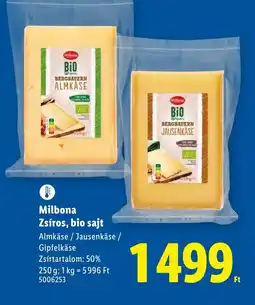 Lidl Milbona Zsíros, bio sajt ajánlat