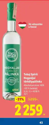 Lidl Tokaj Spirit Hegyaljai törkölypálinka ajánlat
